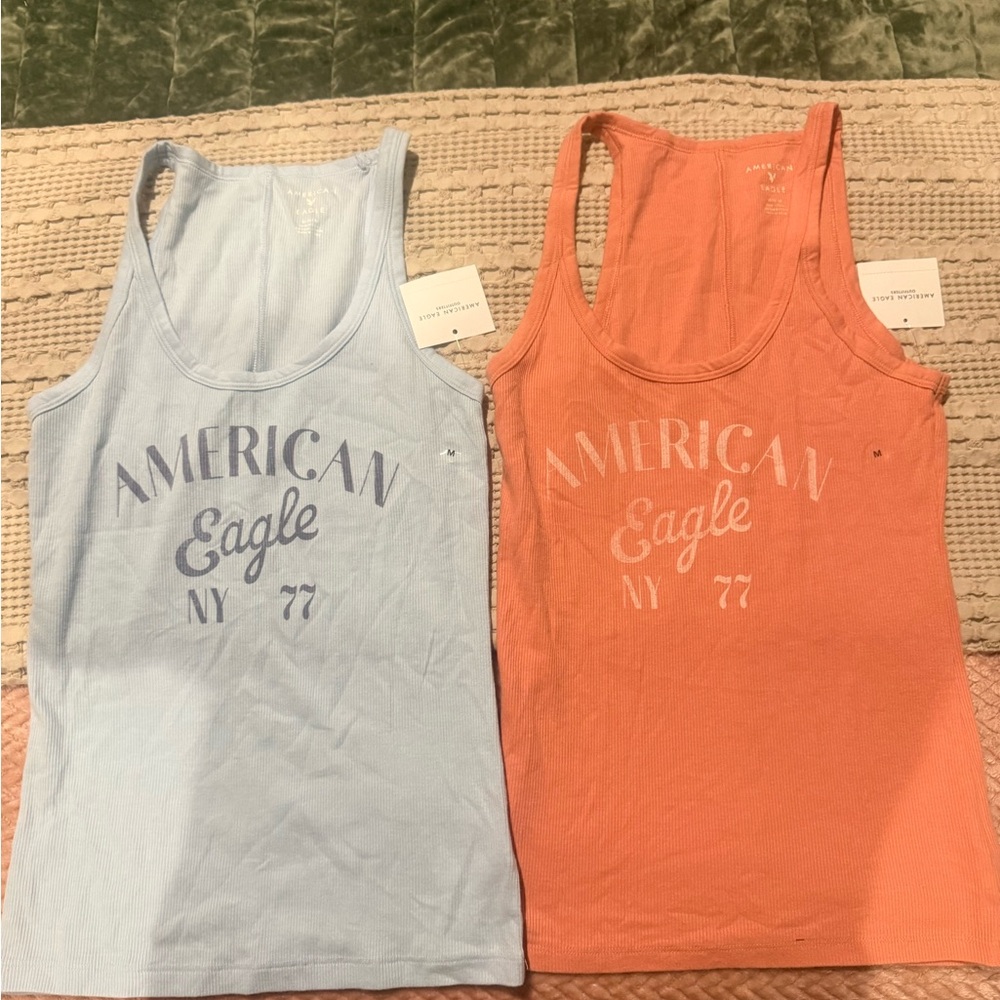 American Eagle Logo Tank Top Bundle Size M NWT Blue Orange NY 77
